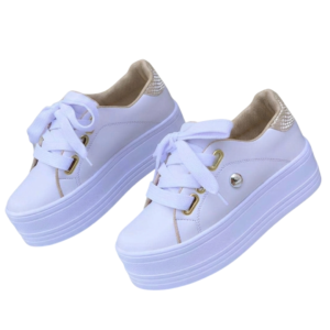 Tenis Altos Amc Blanco Dorado